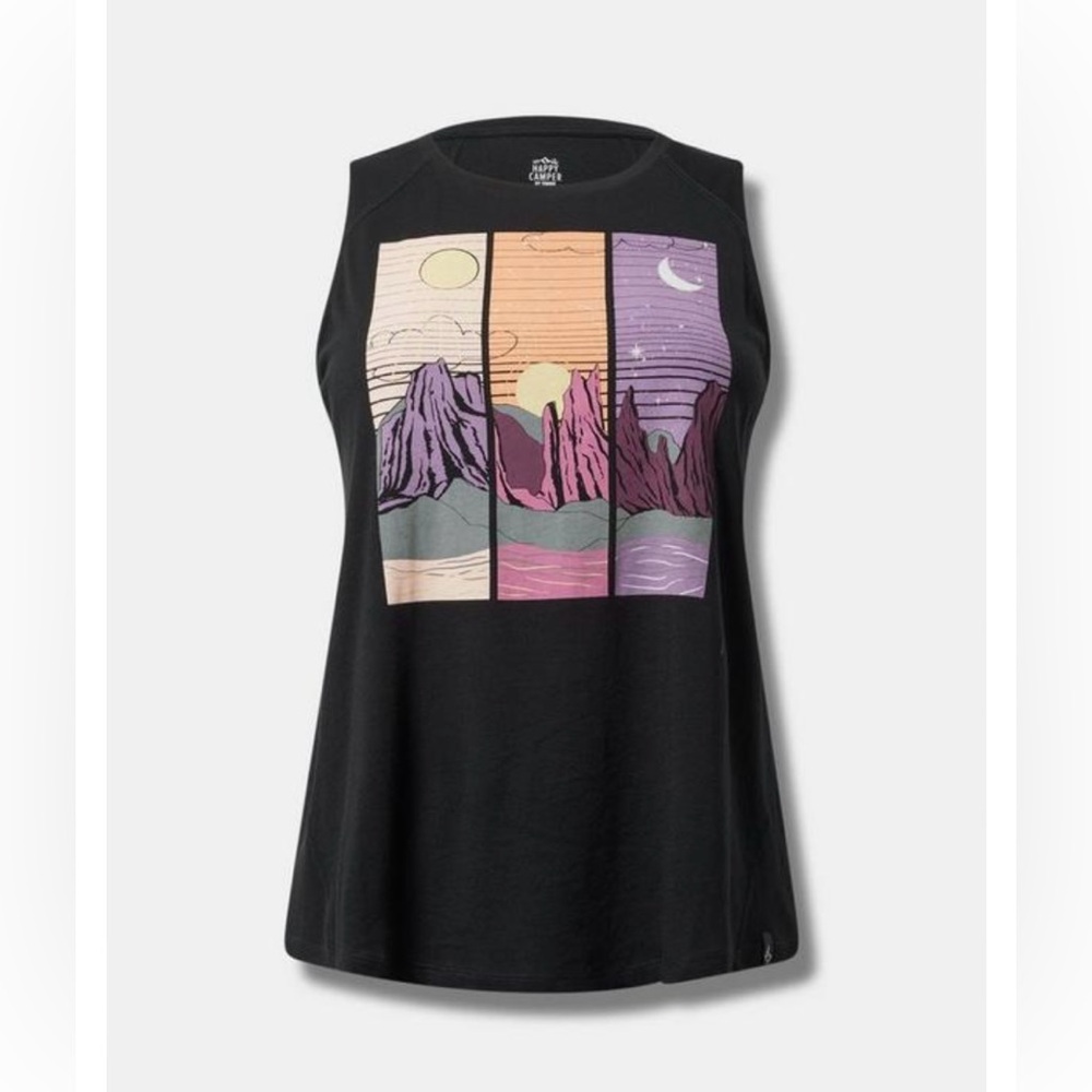 Torrid Plus Size Happy Camper Performance Cotton High Neck Active Tank